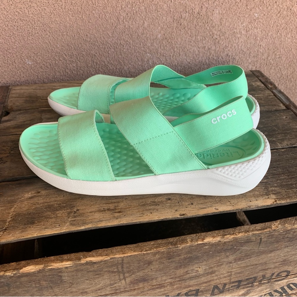 CROCS LiteRide Stretch Teal Green Sandals